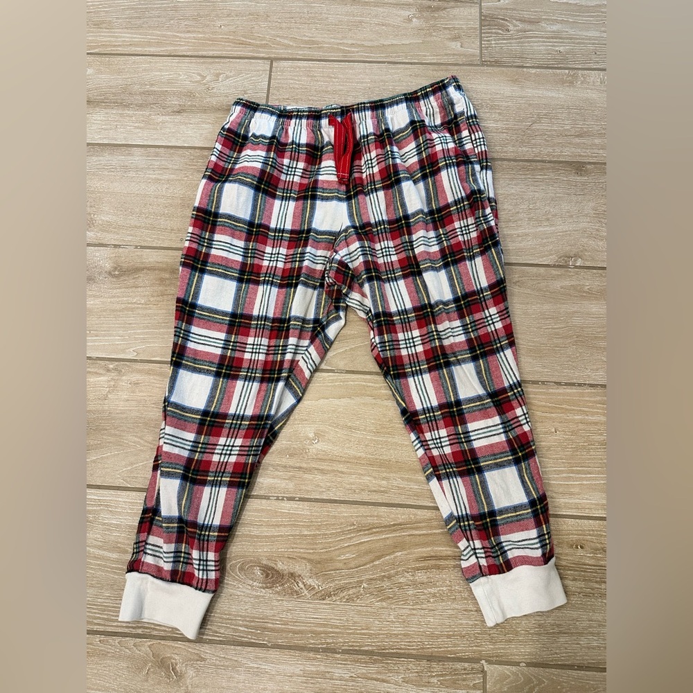 Old Navy Red and White Plaid Joggers, Men’s L